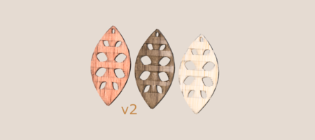  Earrings 'leaf art v2'  3d model for 3d printers