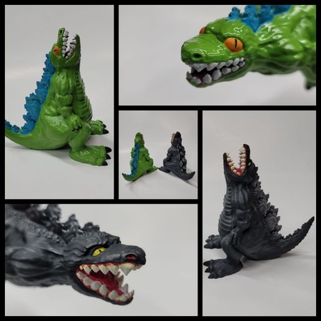  Chubby godzilla coin bank and figures  3d model for 3d printers