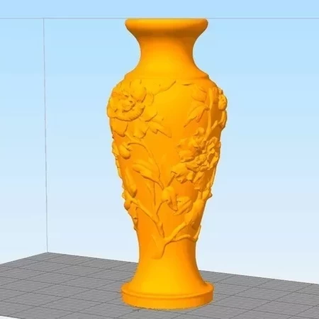  Vase of peony pattern  3d model for 3d printers