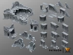  Ruined town - set of scenery - free building  3d model for 3d printers