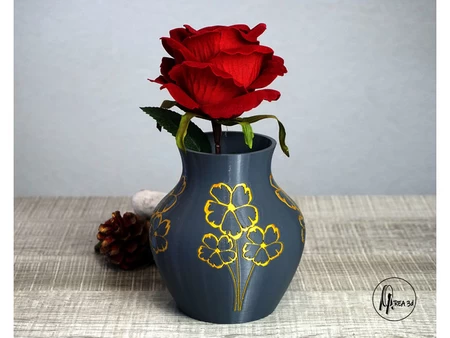 Vase with golden flowers single and MMU