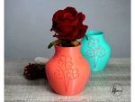  Vase with golden flowers single and mmu  3d model for 3d printers