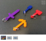 Modelo 3d de Minecraft herramientas con agujero llavero para impresoras 3d