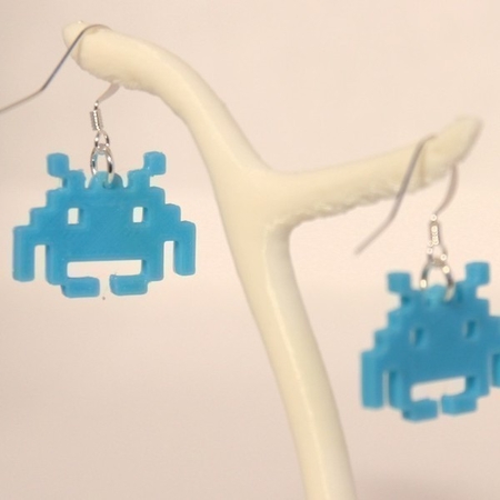  Earrings space invaders  3d model for 3d printers