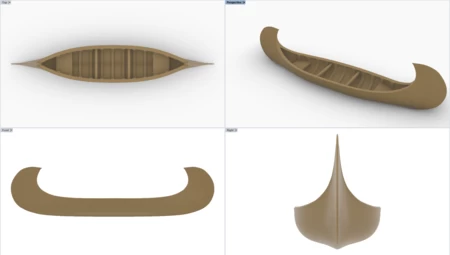 Modelo 3d de Diseño de canoa para impresoras 3d