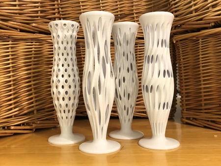 Four Minimal Surface Fluted Vases