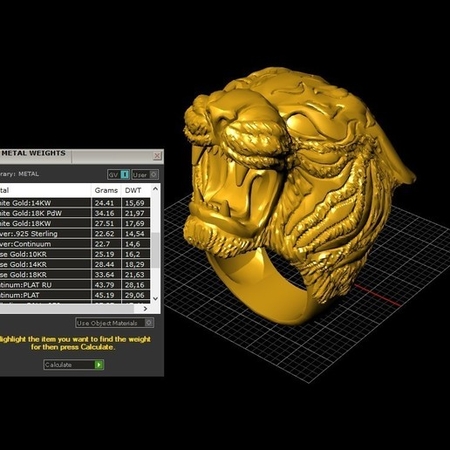 Tigre Anillo de Hombre del anillo de la Joyería de la impresión 3D de la modelo
