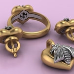 Modelo 3d de Gucci anillo del pendiente del collar de la abeja de la joyería de la impresión 3d de la modelo para impresoras 3d