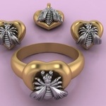 Modelo 3d de Gucci anillo del pendiente del collar de la abeja de la joyería de la impresión 3d de la modelo para impresoras 3d