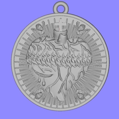 Heart pendant with cross medallion jewelry 3D print model