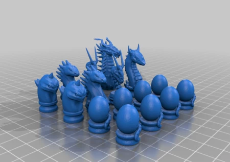  Chess dragon set  3d model for 3d printers