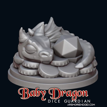 Modelo 3d de Guardián de dados de dragón bebé para impresoras 3d
