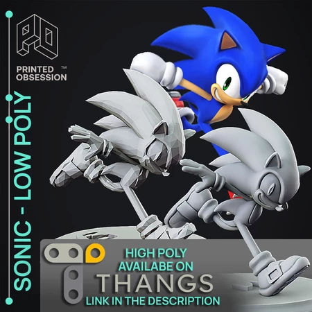  Sonic - low poly - fan art  3d model for 3d printers