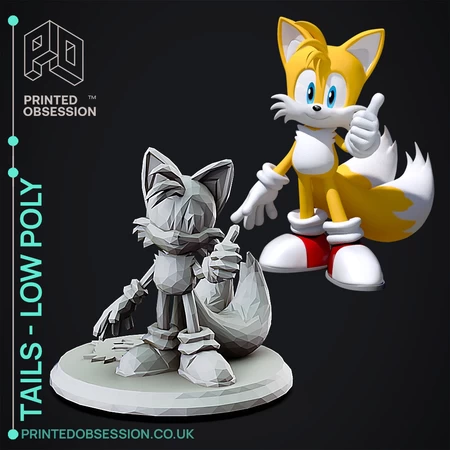  Tails - sonic the hedgehog - low poly - fanart  3d model for 3d printers