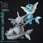  Vaporeon - pokemon - low poly fan art  3d model for 3d printers