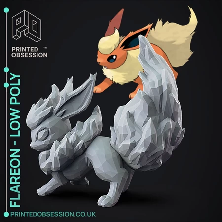 Modelo 3d de Flareon-pokémon-fan art de baja poli para impresoras 3d