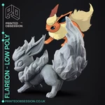  Flareon - pokemon - low poly fan art  3d model for 3d printers