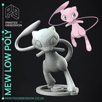 Modelo 3d de Mew-pokémon-fan art de baja poli para impresoras 3d