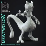  Mewtwo - low poly - pokemon - fan art  3d model for 3d printers