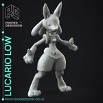  Lucario - low poly - pokemon - fan art  3d model for 3d printers