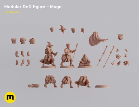 Modular magnetic DnD figure – Mage