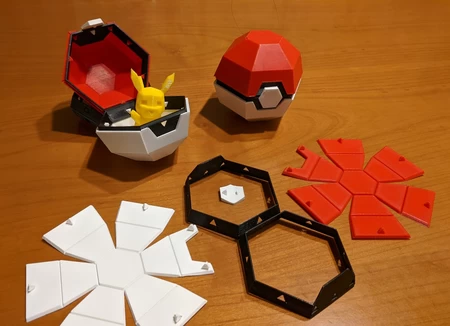 Modelo 3d de Caja plegable de pokeball de baja poli para impresoras 3d