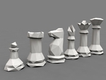 Modelo 3d de Juego de ajedrez en 3d low poly estilo para impresoras 3d