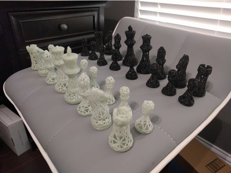  Chess set wireframe  3d model for 3d printers