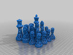  Chess set wireframe  3d model for 3d printers