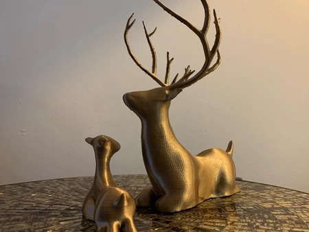  Laying mother and fawn christmas deer  3d model for 3d printers