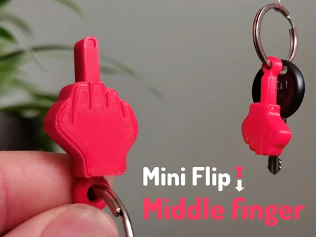  Mini flip middle finger keychain  3d model for 3d printers