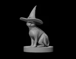 Modelo 3d de Gato con sombrero de bruja para impresoras 3d